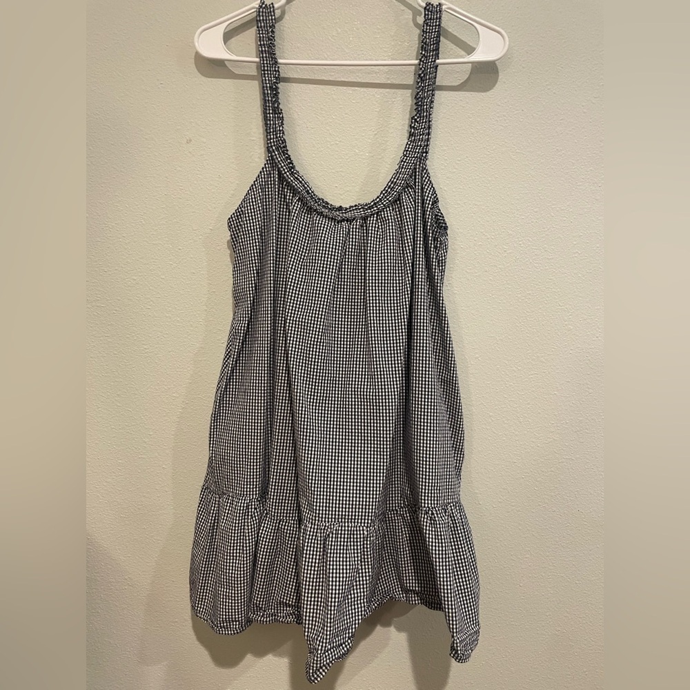 Zara Trafaluc Navy and White Checkered babydoll dress
